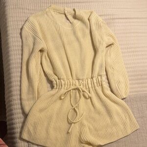 Cream Knit Long Sleeve Romper